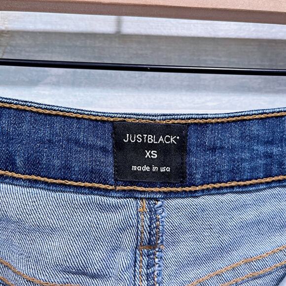 JustBlack Denim Button Front Mini Skirt Blue Dark Wash Stretch Cotton Womens XS - Picture 4 of 5